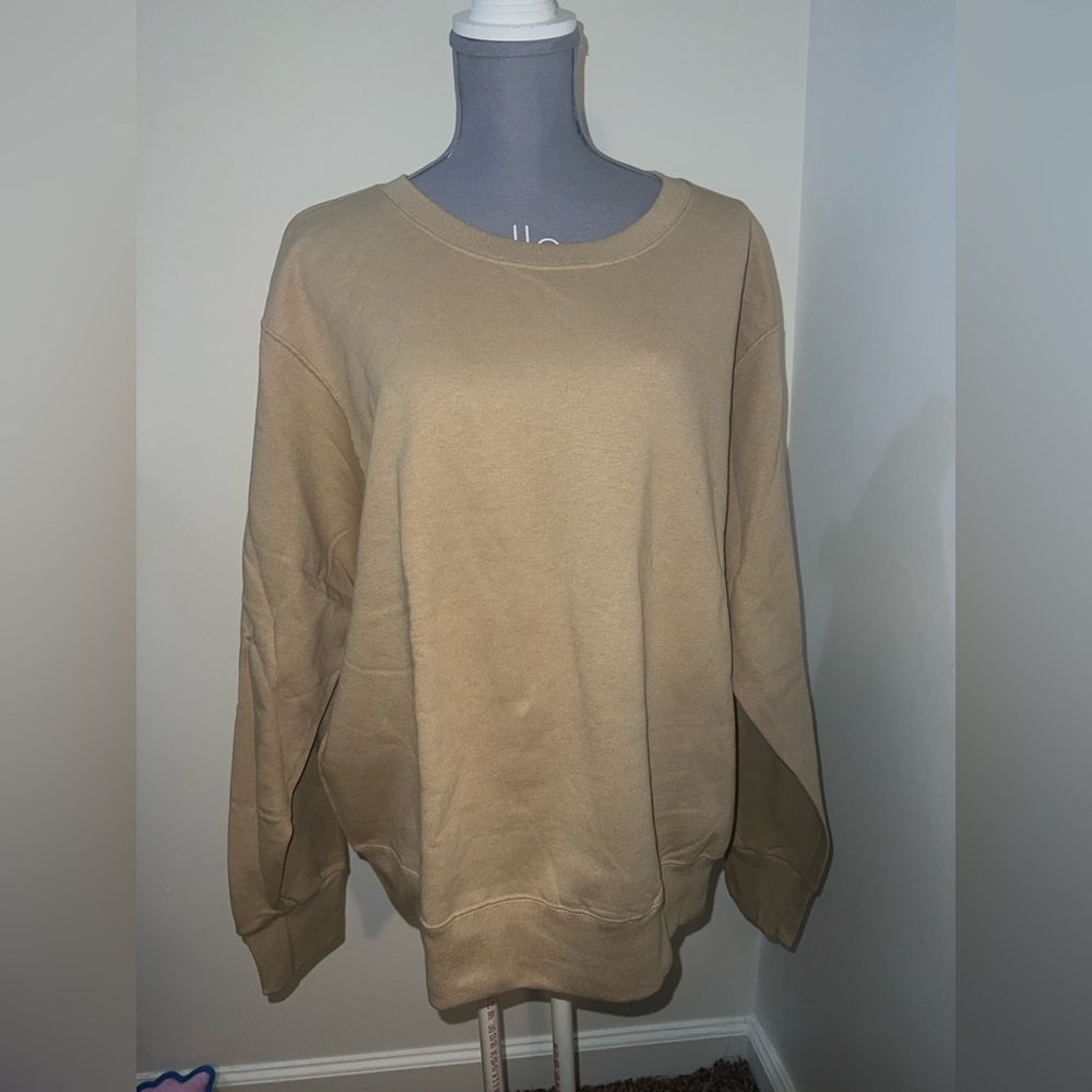 Hanes Tan Long Sleeve Tee Relaxed Fit